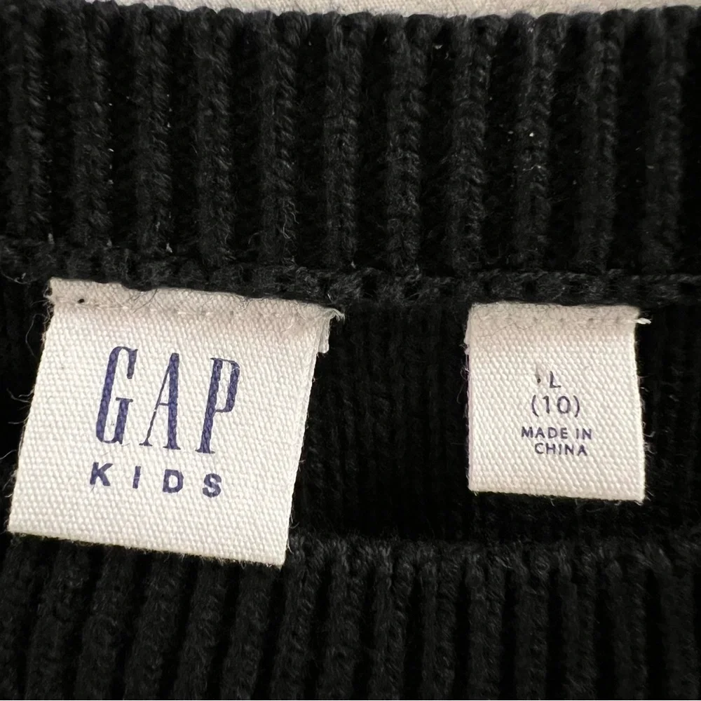 GAP KIDS DRESS, Size L / 10, Black Long Sleeve Cable Knit Sweater Dress.